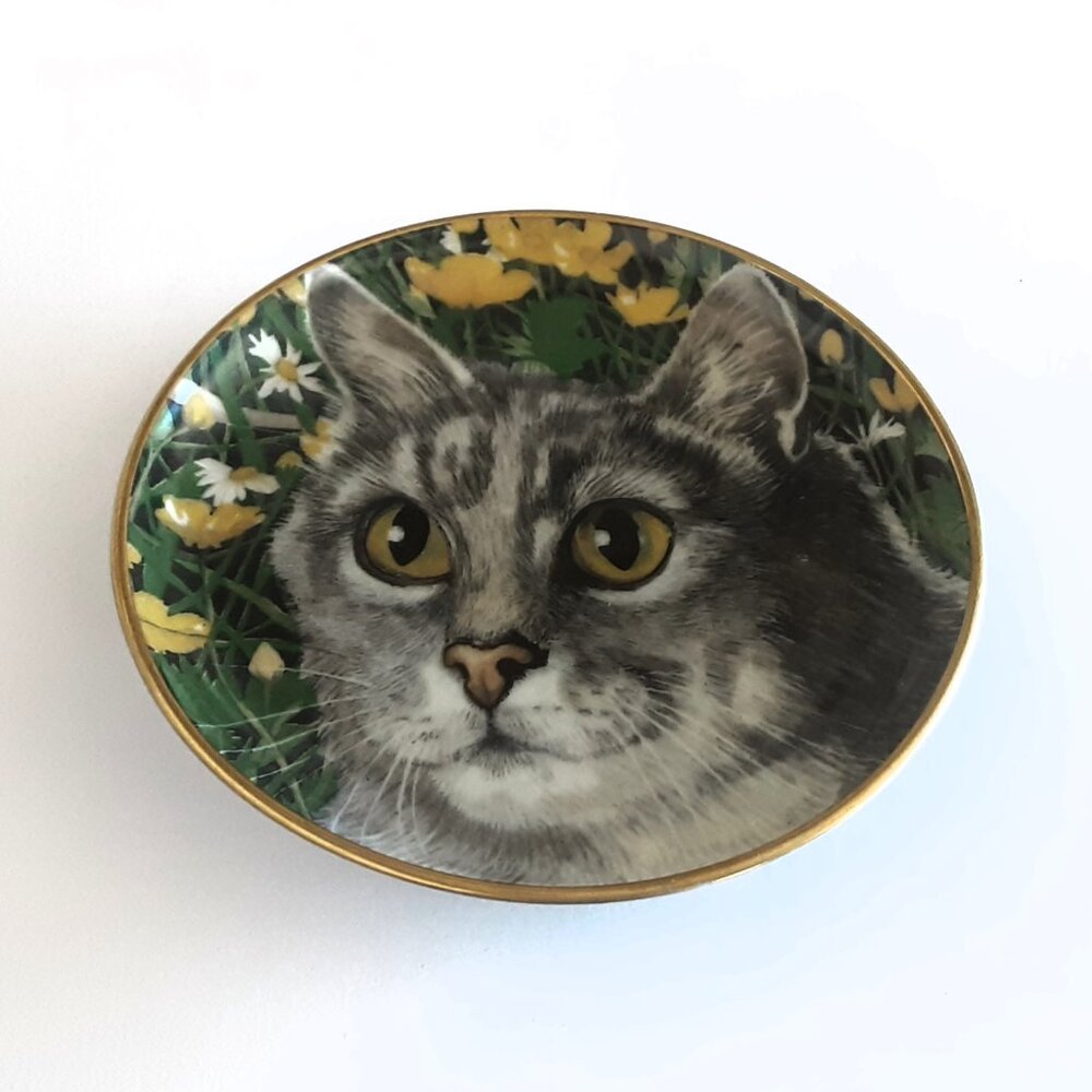 Vintage Kaiser German Mini Plate Trinket Dish w/ Cat